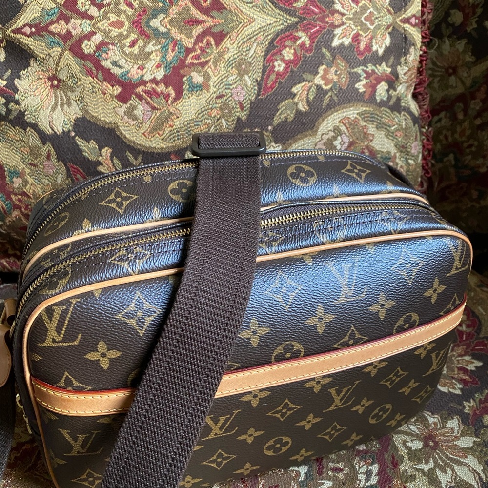 Louis Vuitton Brown Monogram Crossbody Bag with Tan Trim